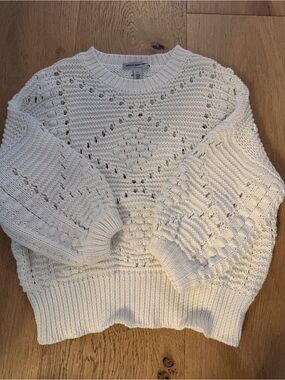 Autumn Cashmere Cream Open-Knit Crewneck Sweater